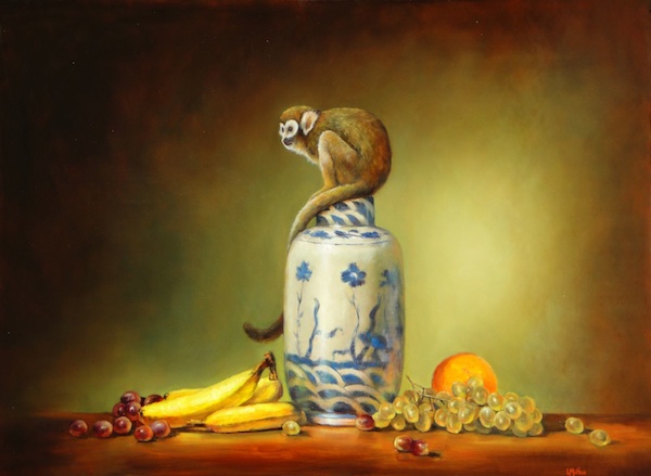 monkey in the middle oil painting