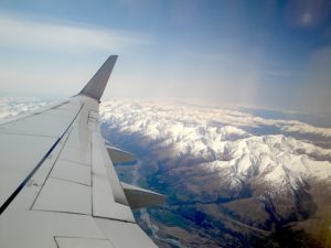 flying over New Zealand mountains