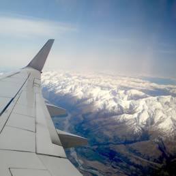 flying over New Zealand mountains