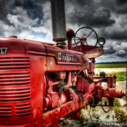 red farm tractor