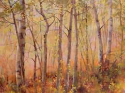 oil painting aspen trees in autumn