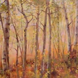 oil painting aspen trees in autumn