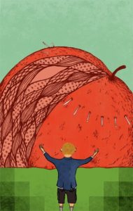 big giant red apple illustration