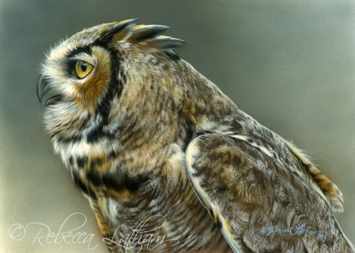 great horned owl oil painting