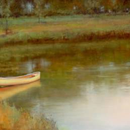 Yellow canoe oil painting