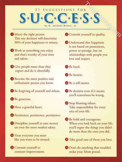 21 suggestions for success poster