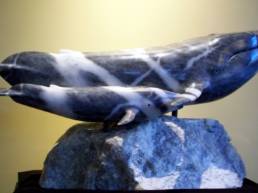 blue marble sculpture whales