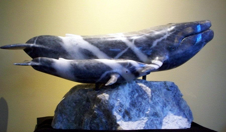 blue marble sculpture whales