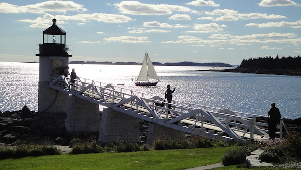 Lighthouse sailboat Maine