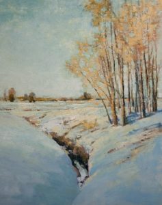 snow covered landscape painting