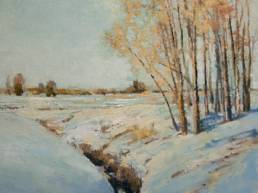 snow covered landscape painting