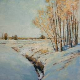 snow covered landscape painting