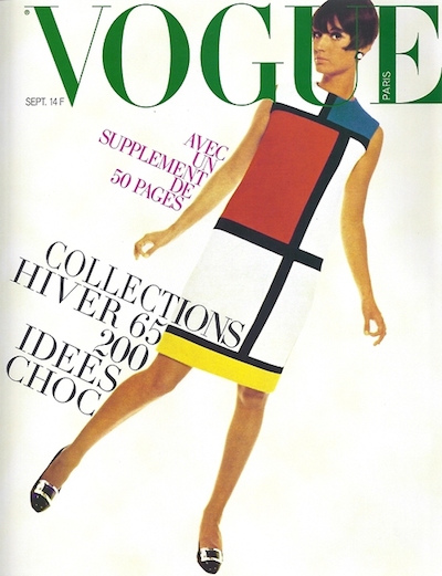 YSL's 'Mondrian' dress on the cover of Vogue Paris, September 1965.